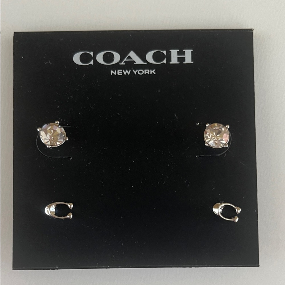 Coach Silver Crystal Stud Earrings